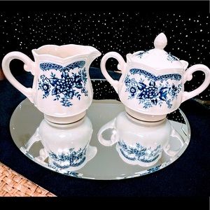 Vintage “Blue Carnation”Federalist Sears Ironstone Sugar and Creamer Set